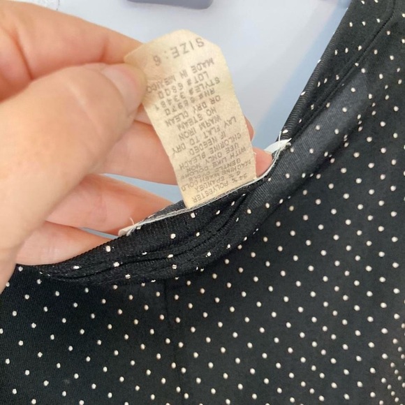 Black & white polka dot midi dress w short sleeves scoop neck Ronnie Nicole 6 - Picture 4 of 4